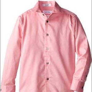 Calvin Klein Sateen Boys Pink Dress Shirt-Size 10